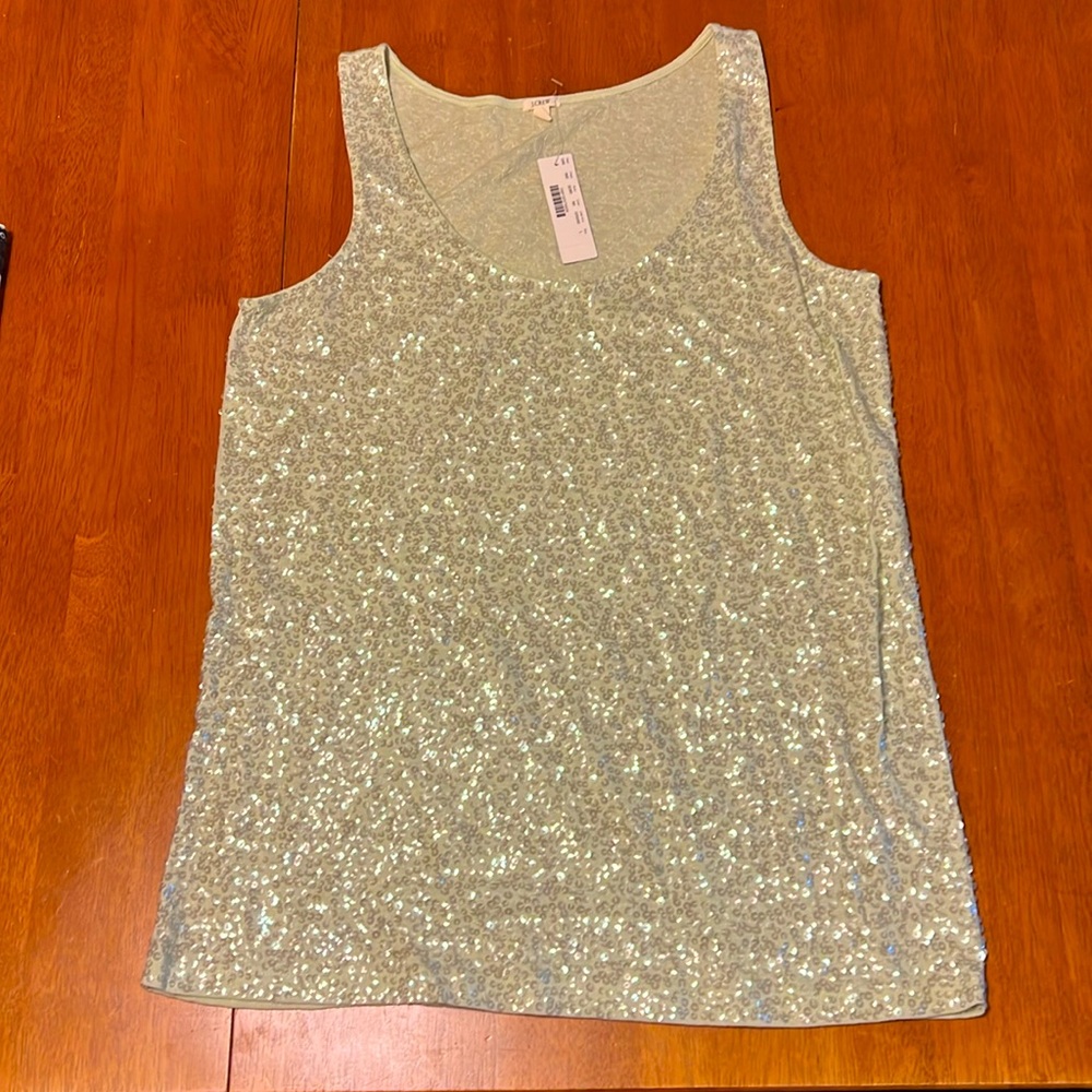 J. Crew Sequin Mint Green Tank Top